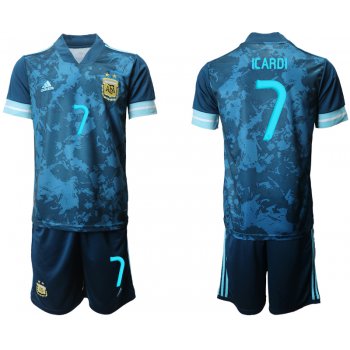 Men 2021 National Argentina away 7 blue soccer jerseys
