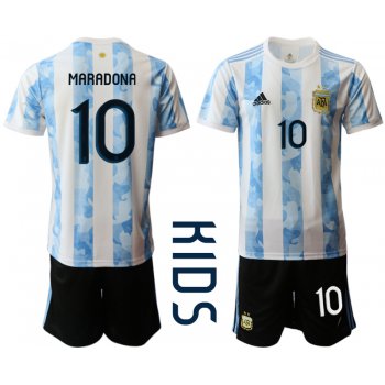 Youth 2020-2021 Season National team Argentina home white 10 Soccer Jersey