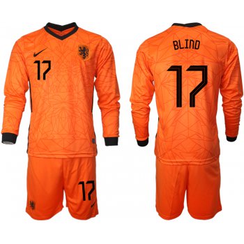 Men 2021 European Cup Netherlands home long sleeve 17 soccer jerseys