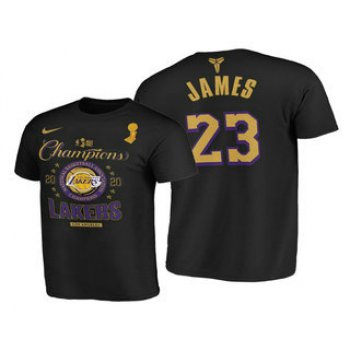 Los Angeles Lakers #23 LeBron James 2020 NBA Finals Champions Black Locker Room T-Shirt