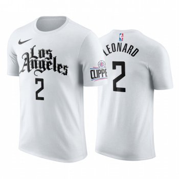 Nike Clippers #2 Kawhi Leonard 2019-20 Men's White Los Angeles City Edition NBA T-Shirt