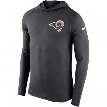 Men's Los Angeles Rams Nike Charcoal Stadium Touch Hooded Performance Long Sleeve T-Shirt