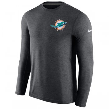Men's Miami Dolphins Nike Charcoal Coaches Long Sleeve Performance T-Shirt