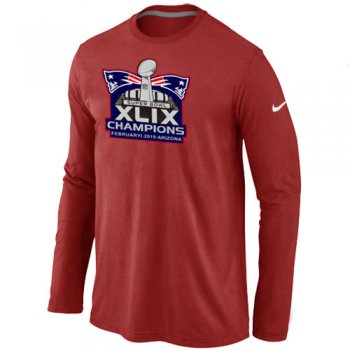 Nike New England Patriots Majestic Red Super Bowl XLIX Champion Mark Long Sleeve T-Shirts