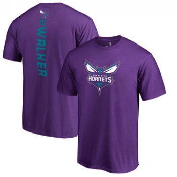 Men's Charlotte Hornets 15 Kemba Walker Purple Backer Name & Number T-Shirt