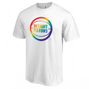 Men's Detroit Pistons White Fanatics Branded Team Pride V-Neck T-Shirt