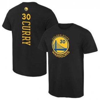 Men's Golden State Warriors 30 Stephen Curry Black Backer T-Shirt