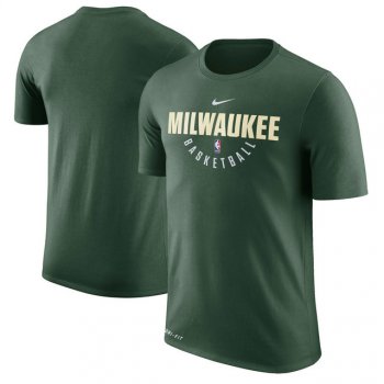 Milwaukee Bucks Hunter Green Practice Performance Nike T-Shirt
