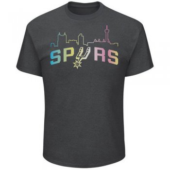 San Antonio Spurs Majestic Heather Charcoal Tek Patch Color Reflective Skyline T-Shirt