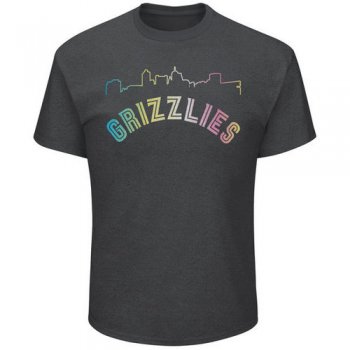 Memphis Grizzlies Majestic Heather Charcoal Tek Patch Color Reflective Skyline T-Shirt
