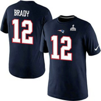 Nike New England Patriots #12 Tom Brady Blue Superbowl T-shirt