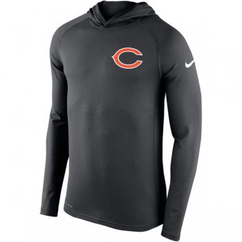 Men's Chicago Bears Nike Charcoal Stadium Touch Hooded Performance Long Sleeve T-Shirt