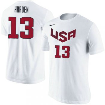 Team USA 13 James Harden Basketball Nike Name & Number T-Shirt White