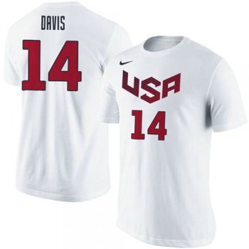 Team USA 14 Anthony Davis Basketball Nike Name & Number T-Shirt White