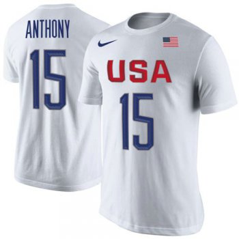 Team USA 15 Carmelo Anthony Basketball Nike Rio Replica Name & Number T-Shirt White