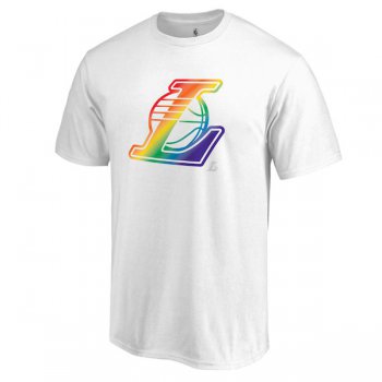 Men's Los Angeles Lakers White Fanatics Branded Team Pride V-Neck T-Shirt