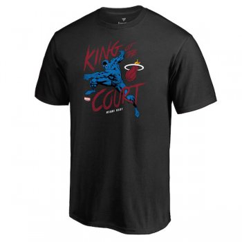 Men's Miami Heat Fanatics Branded Black Marvel Black Panther King of the Court T-Shirt