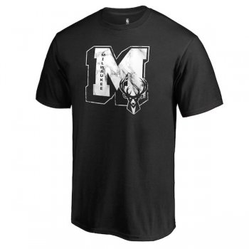 Men's Milwaukee Bucks Fanatics Branded Black Letterman T-Shirt