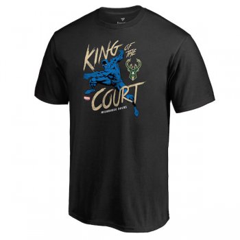 Men's Milwaukee Bucks Fanatics Branded Black Marvel Black Panther King of the Court T-Shirt