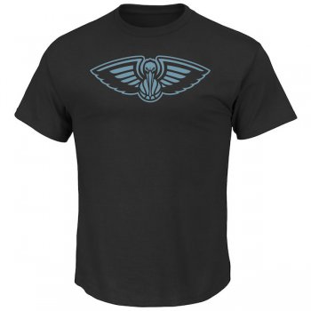 Men's New Orleans Pelicans Majestic Black Tek Patch Reflective T-Shirt
