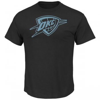 Men's Oklahoma City Thunder Majestic Black Tek Patch Reflective T-Shirt
