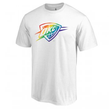 Men's Oklahoma City Thunder White Fanatics Branded Team Pride V-Neck T-Shirt