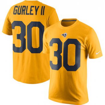 Men's Los Angeles Rams #30 Todd Gurley II Nike Gold Color Rush 2.0 Name & Number T-Shirt