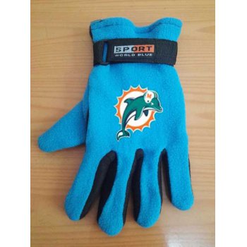 Miami Dolphins NFL Adult Winter Warm Gloves Light Blue