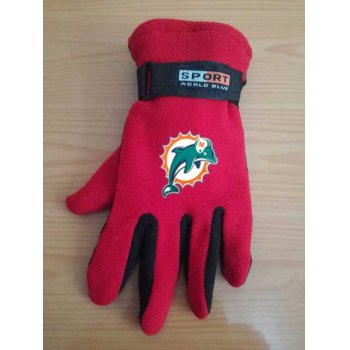 Miami Dolphins NFL Adult Winter Warm Gloves Red