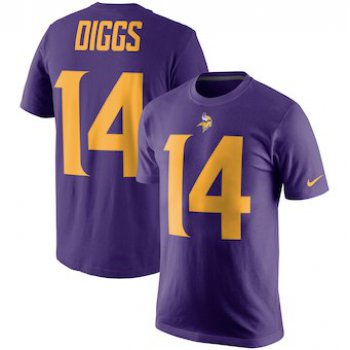 Men's Minnesota Vikings 14 Stefon Diggs Nike Purple Color Rush Player Pride Name & Number Performance T-Shirt