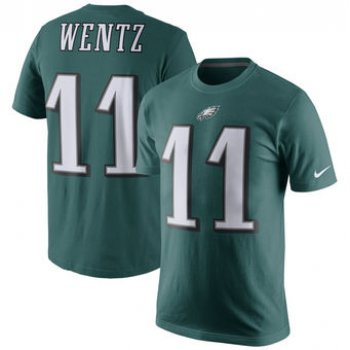 Men's Philadelphia Eagles 11 Carson Wentz Nike Green Player Pride Name & Number T-Shirt