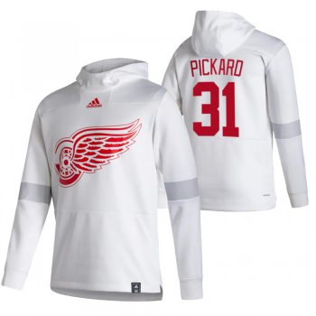 Detroit Red Wings #31 Calvin Pickard Adidas Reverse Retro Pullover Hoodie White