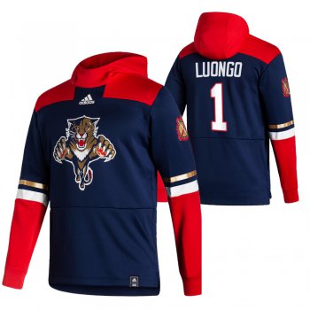 Florida Panthers #1 Roberto Luongo Adidas Reverse Retro Pullover Hoodie Navy