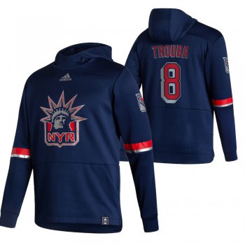 New York Rangers #8 Jacob Trouba Adidas Reverse Retro Pullover Hoodie Navy