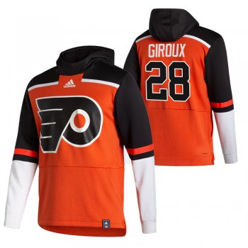 Philadelphia Flyers #28 Claude Giroux Adidas Reverse Retro Pullover Hoodie Orange