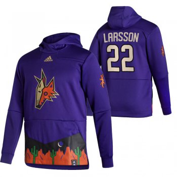 Arizona Coyotes #22 Johan Larsson Adidas Reverse Retro Pullover Hoodie Purple