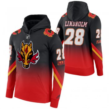 Calgary Flames #28 Elias Lindholm Adidas Reverse Retro Pullover Hoodie Black