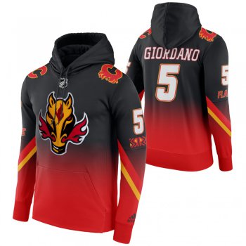 Calgary Flames #5 Mark Giordano Adidas Reverse Retro Pullover Hoodie Black