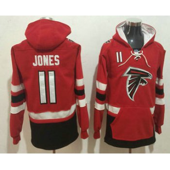 Men's Atlanta Falcons #11 Julio Jones NEW Red Pocket Stitched NFL Pullover Hoodie