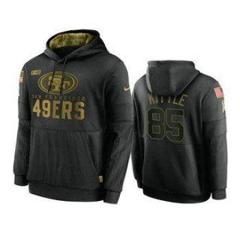 Men's San Francisco 49ers #85 George Kittle Black 2020 Salute To Service Sideline Performance Pullover Hoodie
