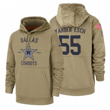 Dallas Cowboys #55 Leighton Vander Esch Nike Tan 2019 Salute To Service Name & Number Sideline Therma Pullover Hoodie