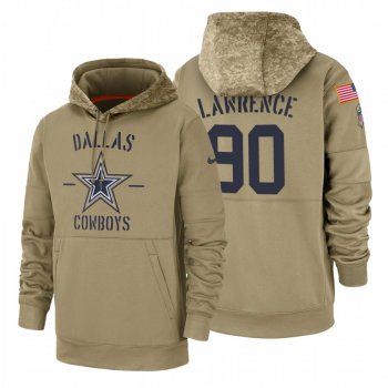Dallas Cowboys #90 Demarcus Lawrence Nike Tan 2019 Salute To Service Name & Number Sideline Therma Pullover Hoodie