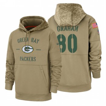 Green Bay Packers #80 Jimmy Graham Nike Tan 2019 Salute To Service Name & Number Sideline Therma Pullover Hoodie
