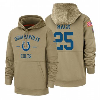 Indianapolis Colts #25 Marlon Mack Nike Tan 2019 Salute To Service Name & Number Sideline Therma Pullover Hoodie