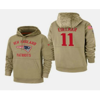 Men's New England Patriots #11 Julian Edelman 2019 Salute to Service Sideline Therma Pullover Hoodie