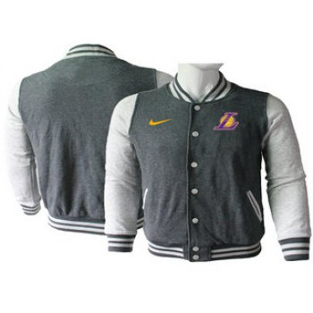 Men's Los Angeles Lakers Gray Stitched NBA Jacket