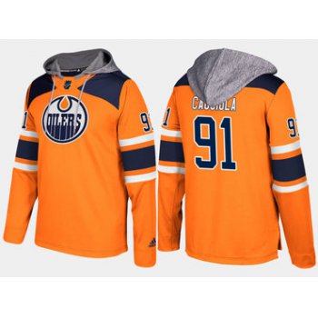 Adidas Edmonton Oilers 91 Drake Caggiula Name And Number Orange Hoodie