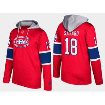 Adidas Montreal Canadiens 18 Serge Savard Retired Red Name And Number Hoodie