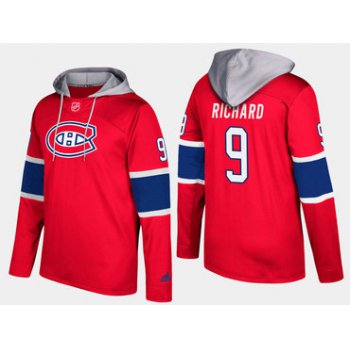 Adidas Montreal Canadiens 9 Maurice Richard Retired Red Name And Number Hoodie
