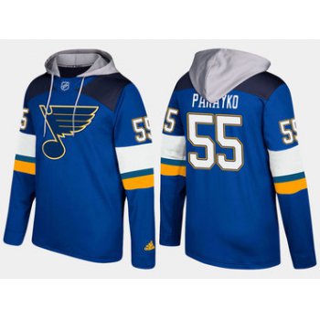 Adidas St. Louis Blues 55 Colton Parayko Name And Number Blue Hoodie